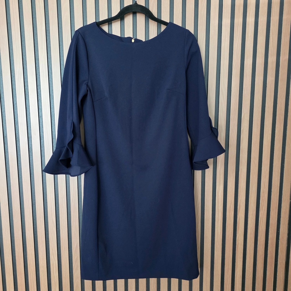 Karl Lagerfeld Paris Navy Blue Ruffle Sleeve Sheath Dress Size 6